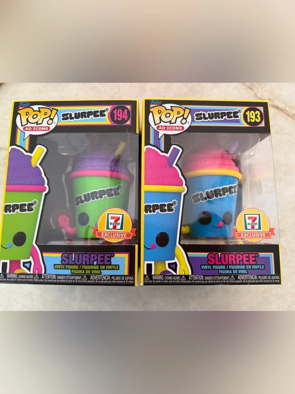 New 2 Funko Pop Ad Icons 7 Eleven Green & Blue Cups Slurpee 193 194 Blacklight